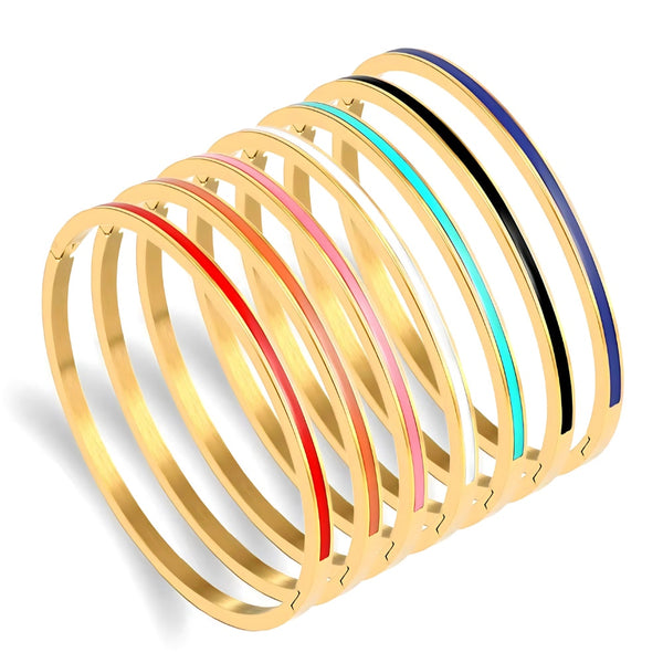 Colorful Enamel Bracelet Collection - Stainless Steel