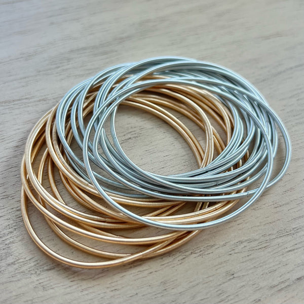 Guitar String Bracelet Stack Set Gold and Silver