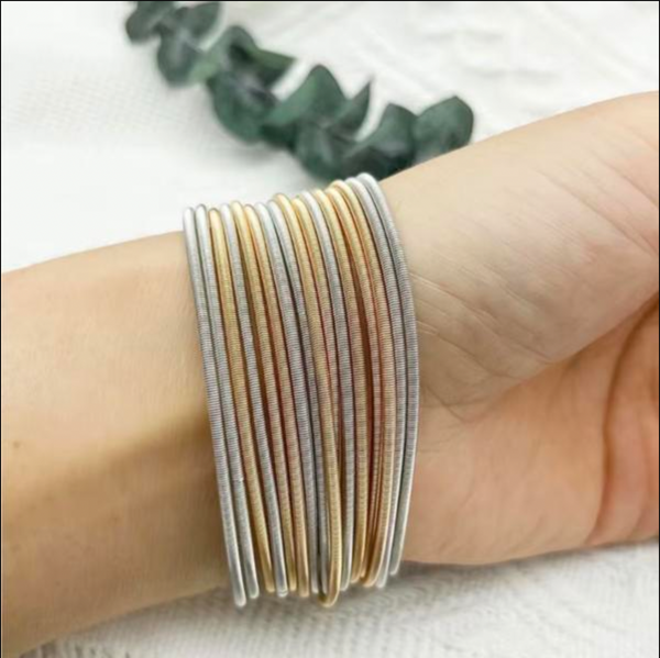 Guitar String Bracelet Stack Set Gold and Silver