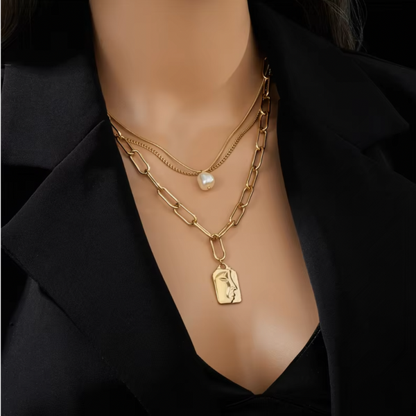 Dayana Layered Necklace Set - Stainless Steel