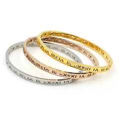 Wide 4 Roman Numerals Bangle Bracelet - Stainless Steel – Pearls And Rocks
